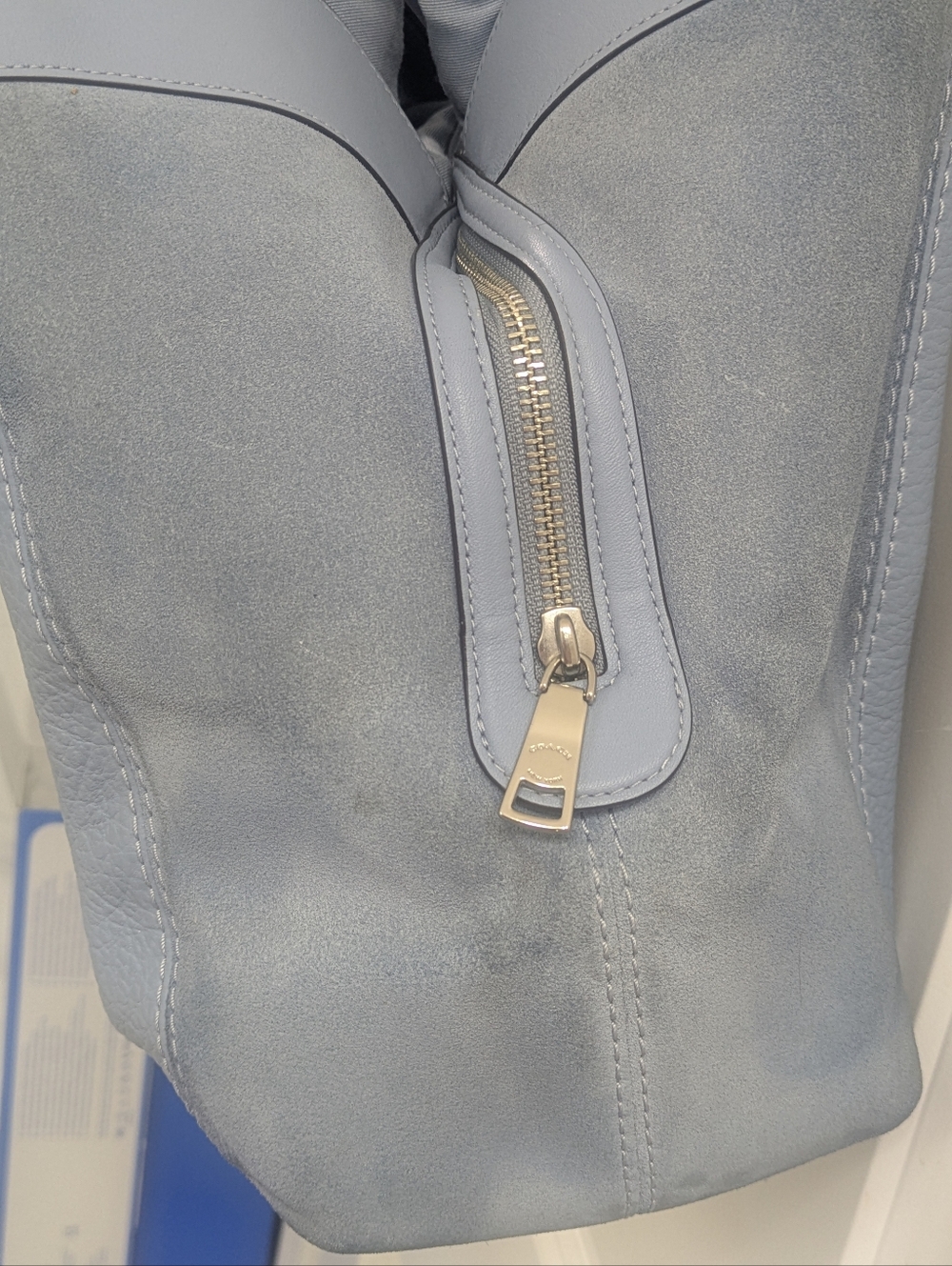 Coach Light Blue Lexi Leather and Suede Shoulder Bag - Picture 6 of 8